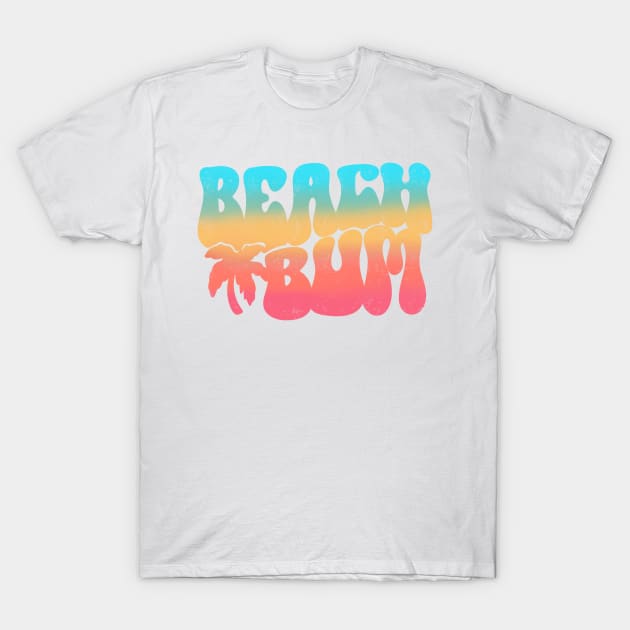 Beach bum, pastels, retro font, gift for her, beach lover, T-Shirt by Sheila’s Studio